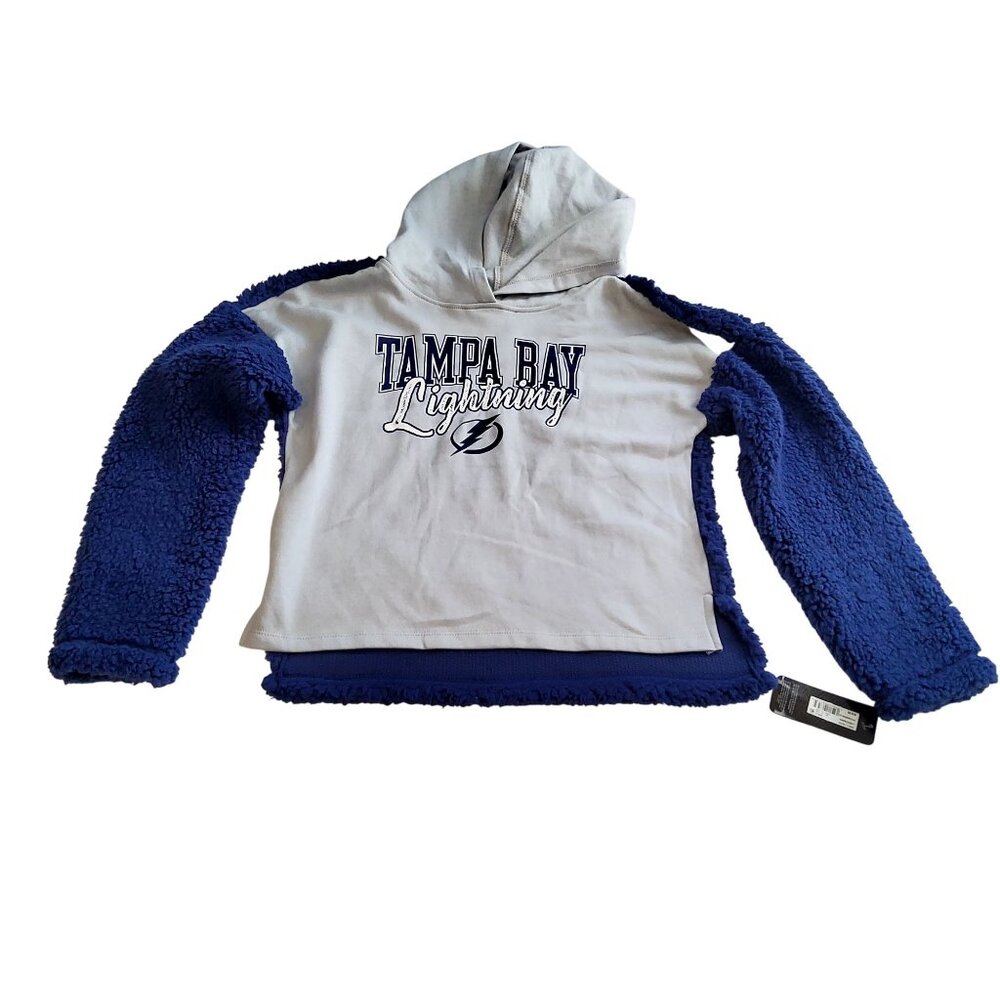 Tampa Bay Lightning Girls Hooded Fleece Hoodie Size L (10/12) Blue NHL Licensed